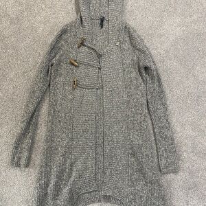 Takeout Juniors Gray Hooded Knit Sweater Size Larg